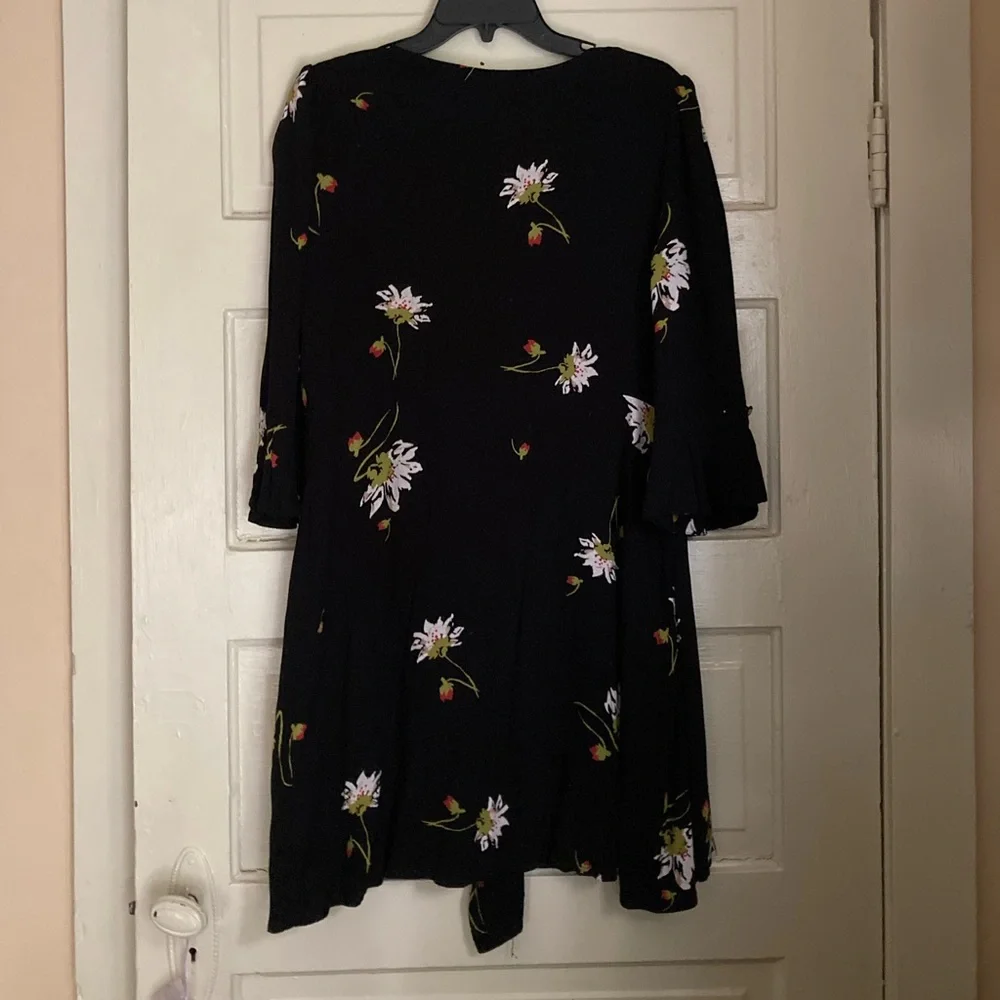 Free People Time On My Side Black Floral Wrap Dress - Picture 6 of 11